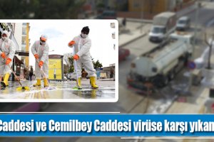 Ata Caddesi ve Cemilbey Caddesi virüse karşı yıkandı
