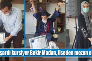 Başarılı kursiyer Bekir Madan, liseden mezun oldu