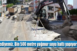 Belediyemiz, Bin 500 metre yağmur suyu hattı yapıyor