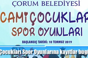 Cami Çocukları Spor Oyunlarına kayıtlar bugün başladı