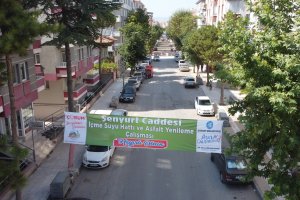 Şenyurt Caddesinde yenileme çalışması