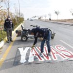 Sanayi 12. Caddede yol çizgi ve yazı çalışması