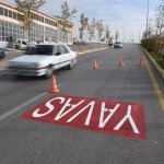 Sanayi 12. Caddede yol çizgi ve yazı çalışması