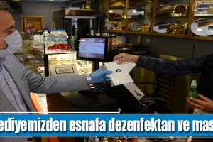 Belediyemizden esnafa dezenfektan ve maske