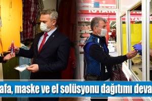 Esnafa, maske ve el solüsyonu dağıtımı devam ediyor