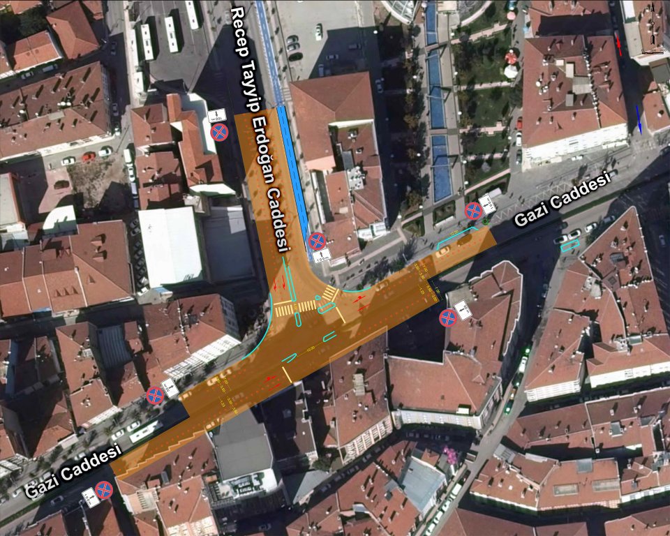 Gazi Caddesi’nden RTE Caddesi’ne kavşak