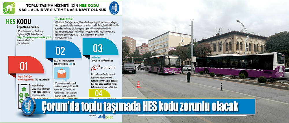 Çorum'da toplu taşımada HES kodu zorunlu olacak