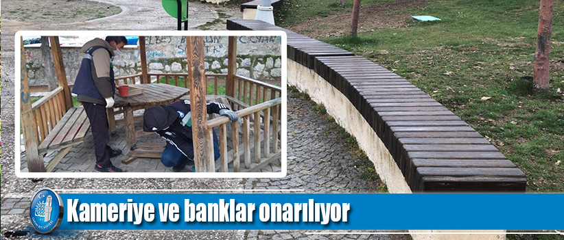 Kameriye ve banklar onarılıyor