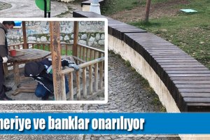 Kameriye ve banklar onarılıyor