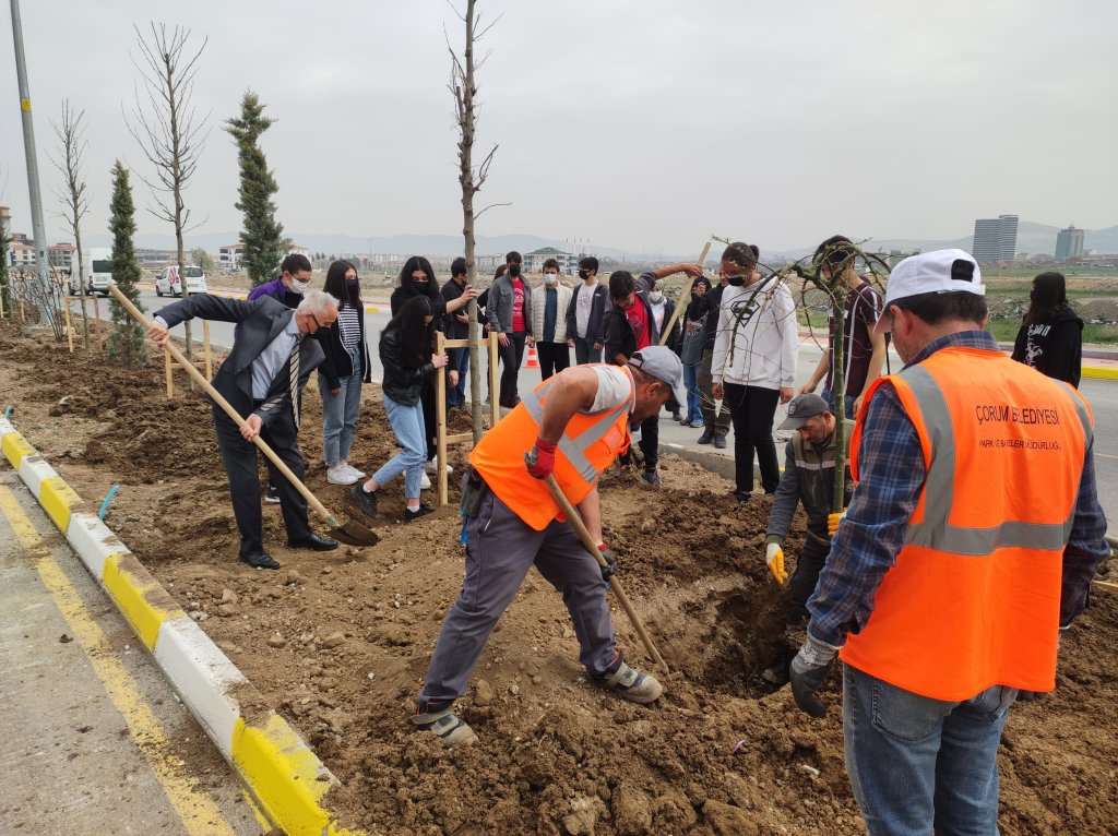 Belediyemiz Ekibinin Ağaçlandırma Çalışmasına Öğrencilerden Destek