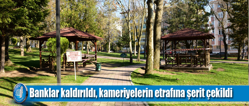 Banklar kaldırıldı, kameriyelerin etrafına şerit çekildi