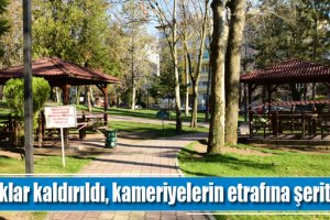 Banklar kaldırıldı, kameriyelerin etrafına şerit çekildi