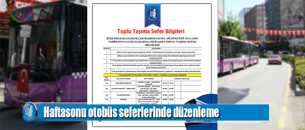 Haftasonu otobüs seferlerinde düzenleme