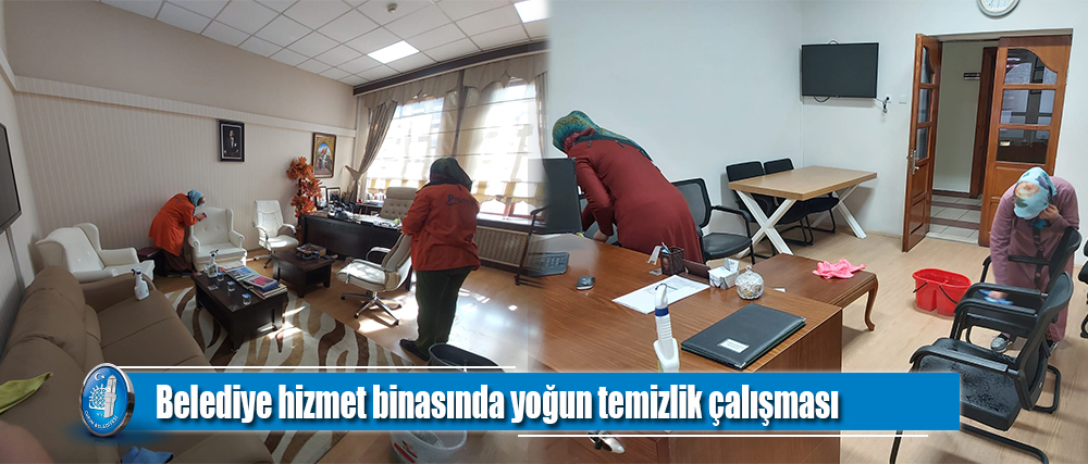 Belediye hizmet binasında yoğun temizlik çalışması