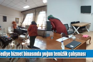 Belediye hizmet binasında yoğun temizlik çalışması