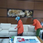 Belediye hizmet binasında yoğun temizlik çalışması