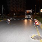 Yol çizgisinde gece mesaisi
