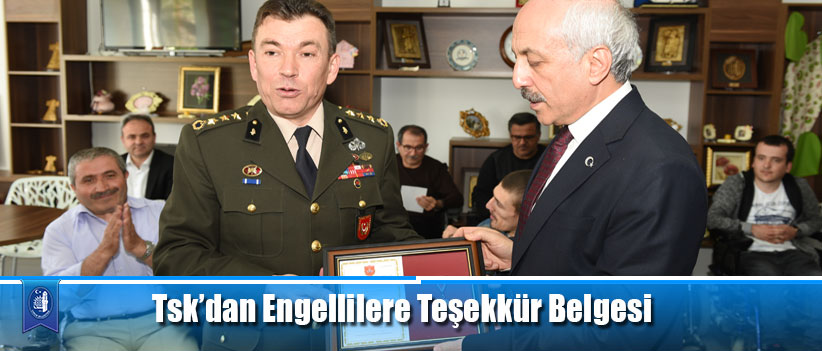 Tsk’dan Engellilere Teşekkür Belgesi