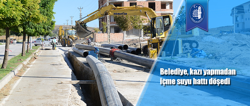 Belediye kazı yapmadan içme suyu hattı döşedi