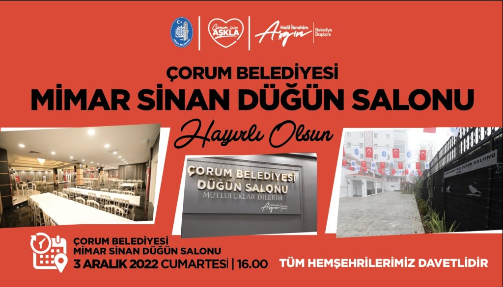 Mimar Sinan Düğün Salonu Açılıyor