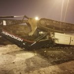 Çorum Belediyesi’ne ait ekskavatör yüklü tır kaza yaptı 