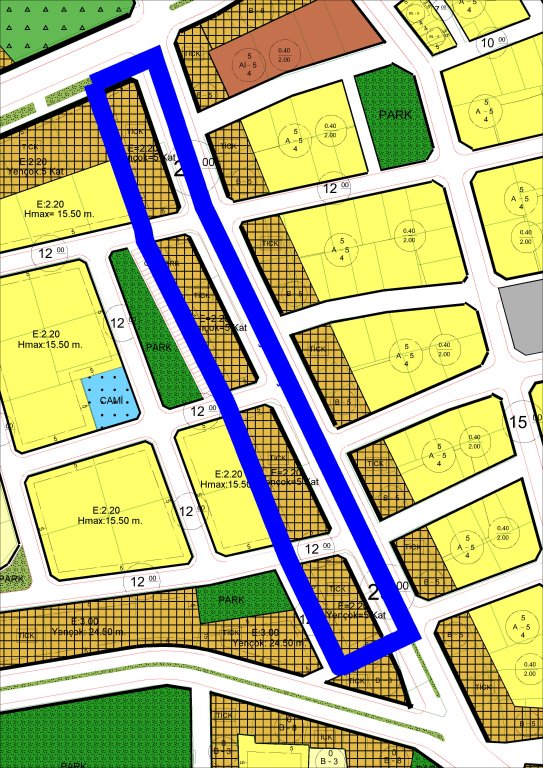 Çorum Karaman Çavuş Caddesine cepheli parsellerde  plan notlarına Asma Kat Yapılamaz şeklindeki plan değişikliği