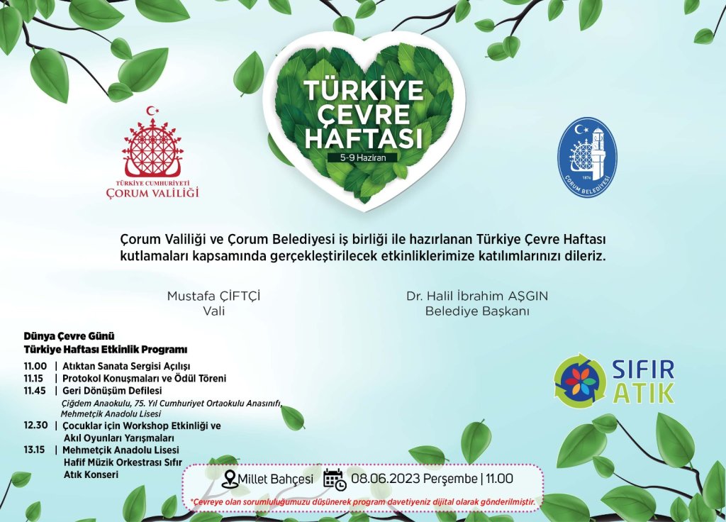 Dünya Çevre Günü ve Türkiye Çevre Haftası Etkinlikleri