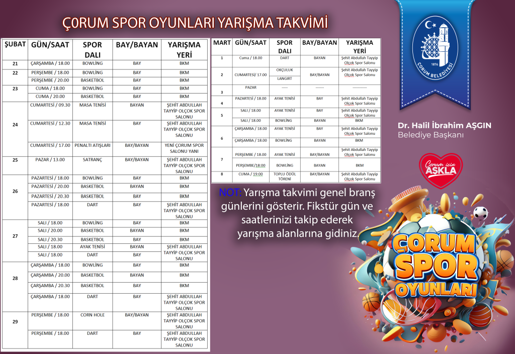 ÇORUM SPOR OYUNLARI (ÖDÜLLÜ)