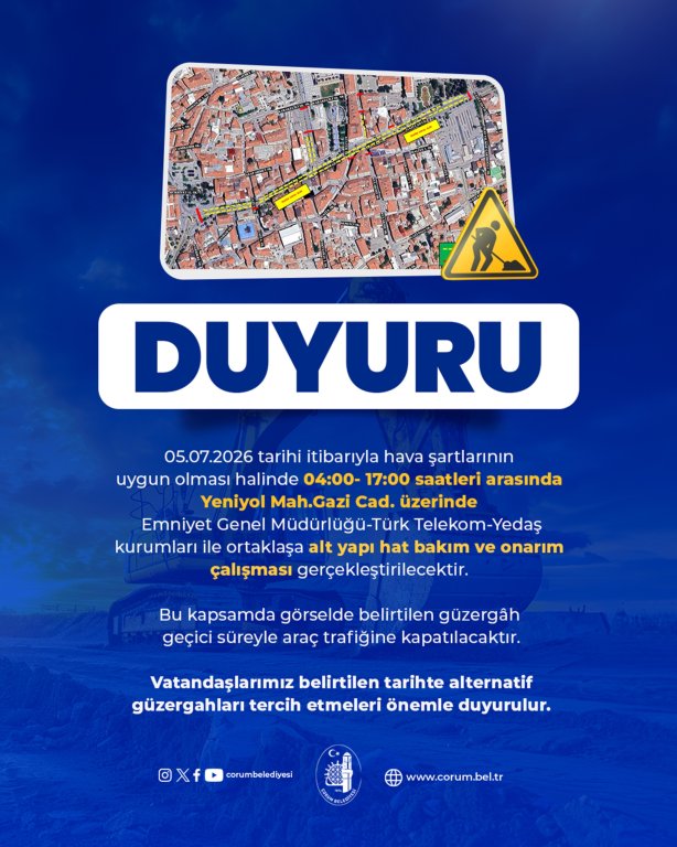 GAZİ CADDESİ’NDE ALT YAPI ÇALIŞMASI YAPILACAK